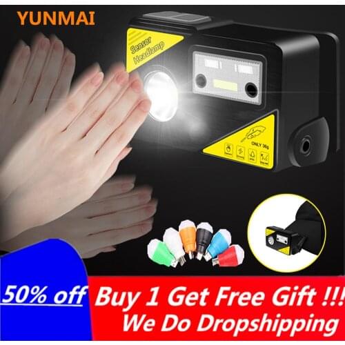 Portable Induction LED Headlamp USB Charging Mini Headlight Hat Clip Light Built-in Battery Night Running Lamp Fishing Lantern