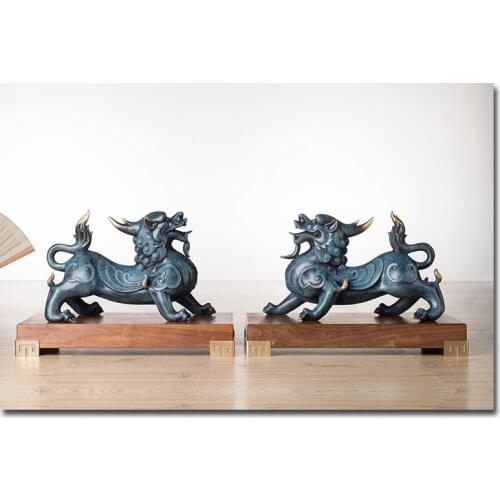 Bring in wealth and treasure # office home ROOM Money Drawing efficacious Talisman -2 Retro dragon PI XIU FENG SHUI Brass statue