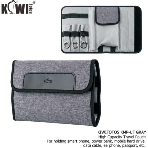 Kiwi Durable High Capacity Travel Pouch Holder Organizer for Smart Phone Earphone Mobile Hard Drive Pens Memory Cards Case Bag