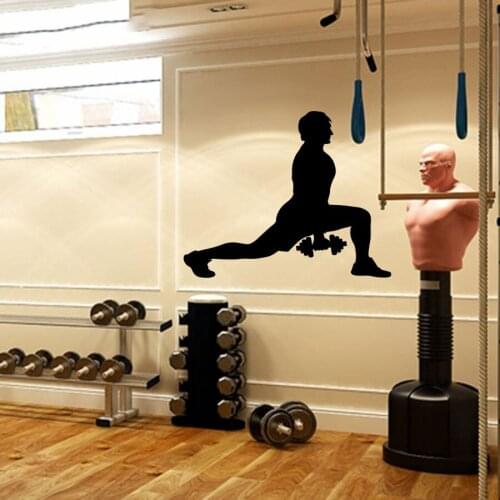 Sports Training Man Wall Sticker Barbell Lifting Wall Murals Gym Fitness Club Decoraiton Muscle Man Bodybuilder Wall Decal AZ763
