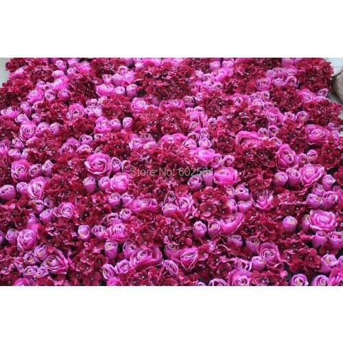 SPR Free Shipping-plum/hot pink-5pcs/lot Artificial silk rose flower wall wedding background lawn/pillarmarket decoration