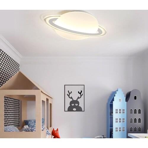 Childrens room lamp simple modern bedroom lamp boy and girl study ultra-thin elliptical cartoon planet led ceiling lamp