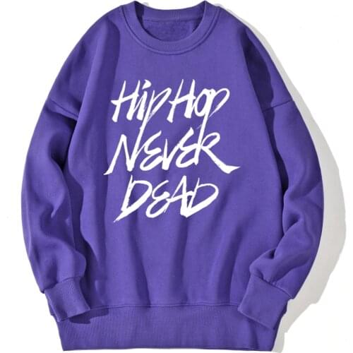 Hip Hop Never Dead Drop shoulders Sweatshirt Mens Streetwear Fashion Tops Round Neck Pullovers Autumn Winter Moletom Masculino