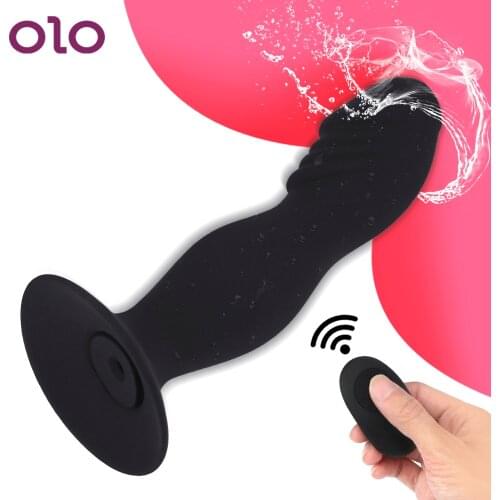 OLO 10 Speeds Suction Cup Vibrating Butt Plug Wireless Remote Control G-spot Prostate Massager Vibrator Dildo Anal Vibrator