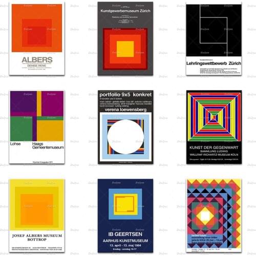 Josef Albers Exhibition Poster Herbert Geier German Screen Printer 1973 Modern Home Decor Prints Wall Art Canvas Unique Gift