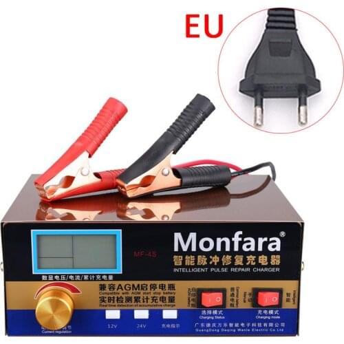 12V 24V 400W Car Battery Charger LCD Digital Display Intelligent Pulse Repair Charger Car Motorcycle Battery Chargers EU