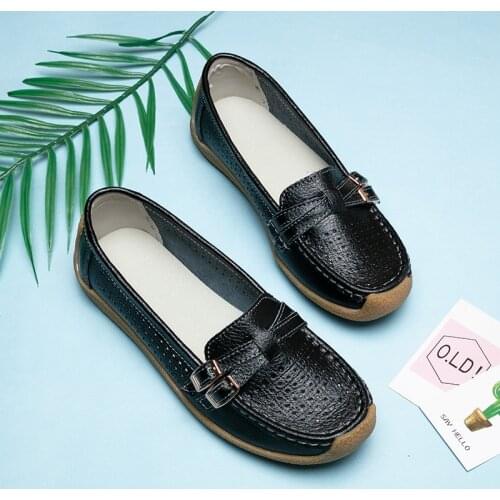 Women Shoes Mother Summer Shoes Woman Flats Soft Bottom Genuine Leather Ladies Ballet Loafers Shoes