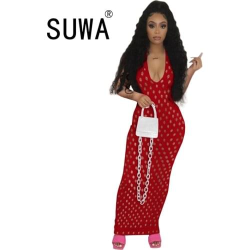 Women Midi Dress Deep V Neck Backless Bodycon Sexy Streetwear Party Elegant Autumn Winter Club Party Robe