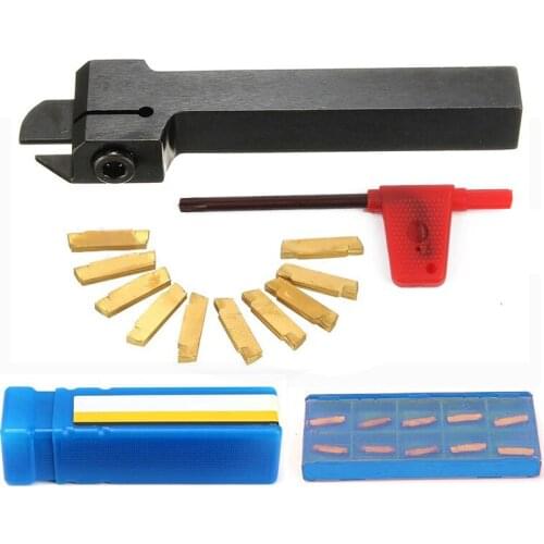 10Pcs Golden MGMN200-G Steel Inserts + 1Pcs MGEHR1212-2 Lathe Turning Tool Holder 100mm Length Boring Bar with Wrench