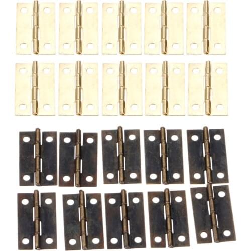 10pcs Mini Cabinet Drawer Door Butt Hinges Antique 4 Holes Jewelry Boxes Decorative Hinges for Furniture Hardware 30*18mm