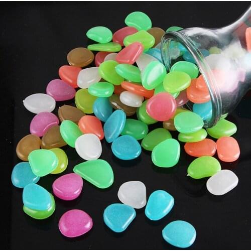 100/50PCS Luminous Cobblestones Artificial Pebbles Stones Glow In The Dark Garden Fish Tank Aquarium Decoration Home Ornament