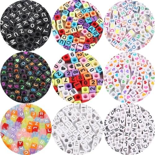 100Pcs/lot Alphabet Letter Beads Square Number Beads for Jewelry Making Diy Accessories Child Education Handmade Decoration Bead