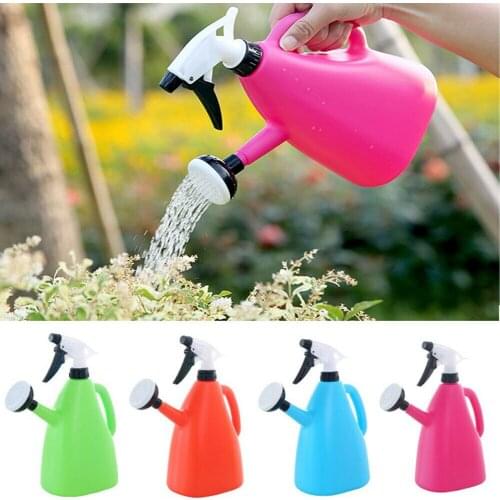 2 in 1 Plastic Watering Can Indoor Garden Plants Pressure Spray Water Kettle Adjustable Sprayer 1L EL