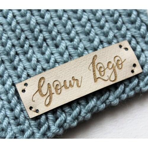 40pcs Handmade tags for crochet garment Custom leather Knitting DIY labels with text logo Clothing handcraft items care label