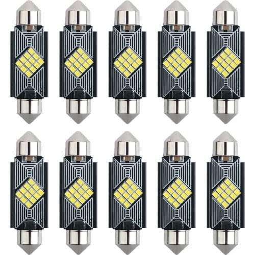 10PCS CANBUS C5W Festoon 12V Car LED New 2016 Bulb 31mm 36mm 39mm 41mm Car Interior Dome Lamp License Plate Reading Light Whit
