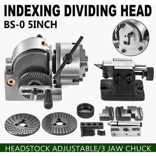 BS-0 Precision Dividing Head With 5" 3-jaw Chuck & Tailstock For CNC Milling New