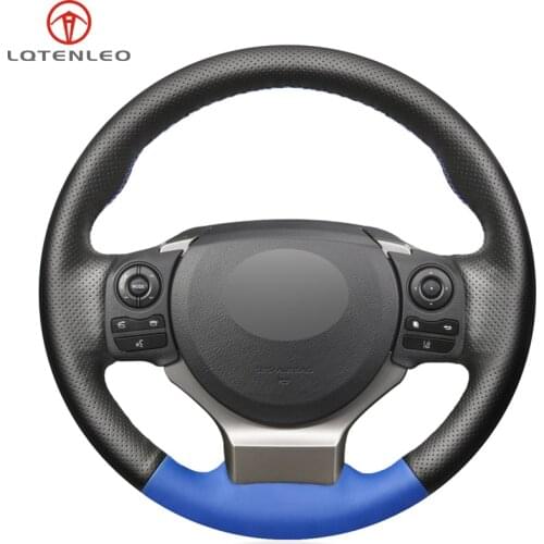 Black Blue Genuine Leather Car Steering Wheel Cover For Lexus CT200 IS200t IS250 IS300 IS350 NX200 NX200t NX300 RC200 RC2