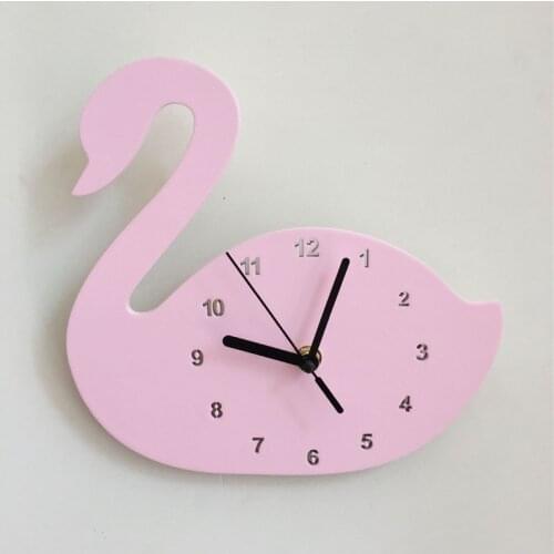Girls' Room Childrens Room Swan Wooden Wall Decoration Of Silent Clock Living Room Clock Pink Gray White Clock Living Room