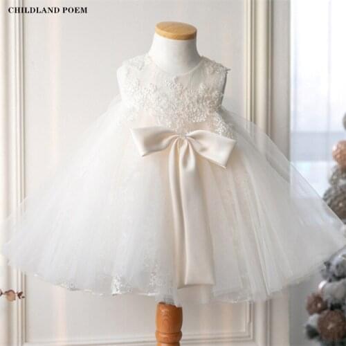 Wedding Party Kids Dresses For Girls Lace Princess Baby Baptism Dress Christening 1st Birthday Party Baby Dress Girls Ball Gown