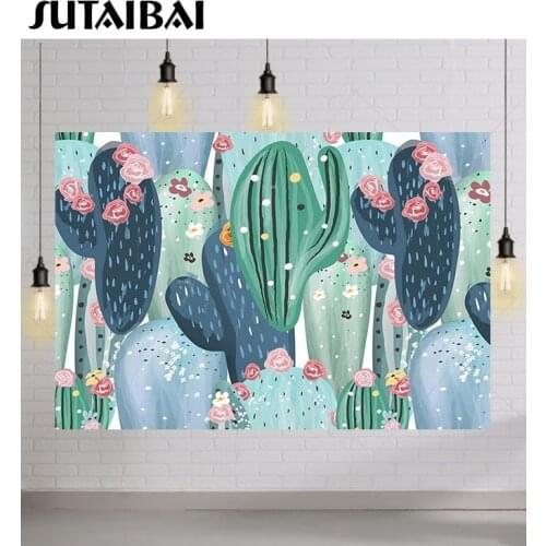 Newborn Portrait Photography Backdrop Mexican Fiesta Tropic Cactus Flowers Baby Birthday Party Background for Photo Studio Props