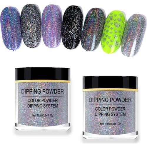 1 BOX Holographic Dipping Nail Powders Gradient Colorful Nail Glitter Lasting Than UV Gel Natural Dry Without Lamp Cure