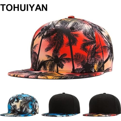 TOHUIYAN Hawaiian Summer Cap for Men 3D Printing Snapback Hat Street Dance Hip Hop Caps Women Flat Visor Baseball Hats Gorras