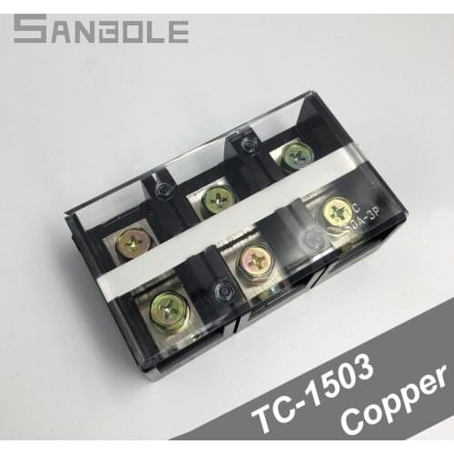 Terminal Block TC-1503 (150A 3P) 600V Fixed Type Electric High Current Connection with Plate Dual Row 40-60mm2 Copper