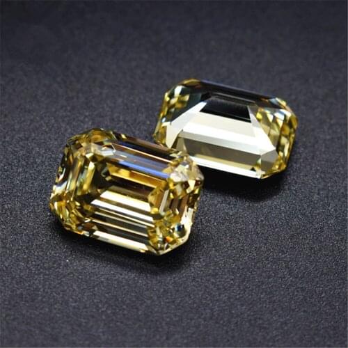 Grade AAA Light Yellow Cubic Zirconia Rectangle Faceted Gemstone Asscher Cut Cubic Zirconia 12x16mm GZ52