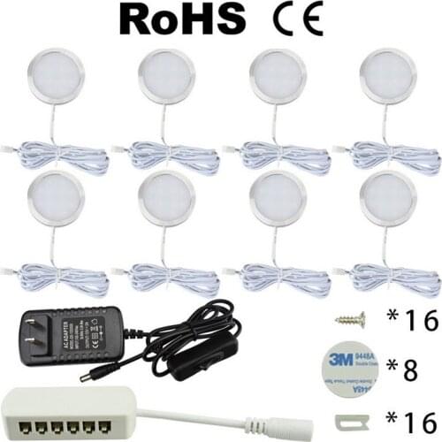 12V LED Under Cabinet Light 2.5W Kitchen Puck Lights wardrobe blub Connectable bar lamp night lamps Wardrobe home Decoration