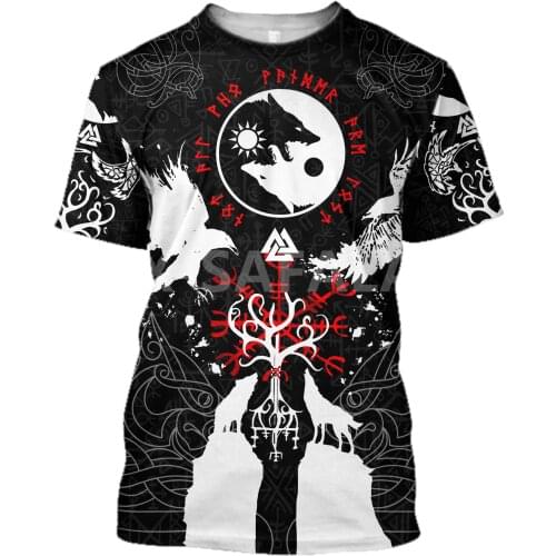 Summer Fashion Men T shirt Fenrir Viking Odin Tattoo 3D All Over Printed T shirts Unisex Harajuku shirt Casual Tee Tops-1
