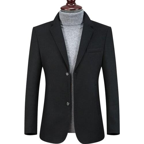 Mens Autumn Winter Blazer Business Woolen Coat Oversized L-8XL Wool-Blend Suit Jacket Casual Warm Prom Fat Blazers Costume Tops