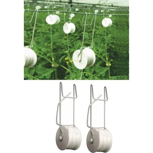 Set of 2 Garden Tomato Hooks Vegetable Support Clamps For Planting Vegetable Cucumber Fruit with 15m/49ft Rope