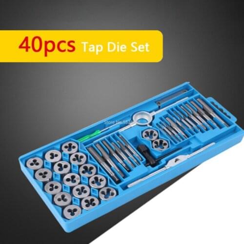 40 pcs Alloy Steel Tap & Die Set with Small Tap Twisted Hand Tools and 1/16-1/2 Inch NC Screw Thread Plugs Taps Hand Screw Taps