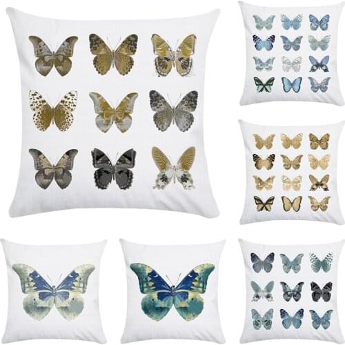 New Cotton Ploester Foreign Trade Trend Colorful Butterfly Furnishing Cushion cover Pillow on sofa for home decoration CR173
