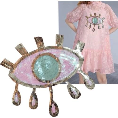 Sequins Patches Large eyes Badge Cloth Patch Sticker Clothing Accessories，Iron on Patches for Clothing