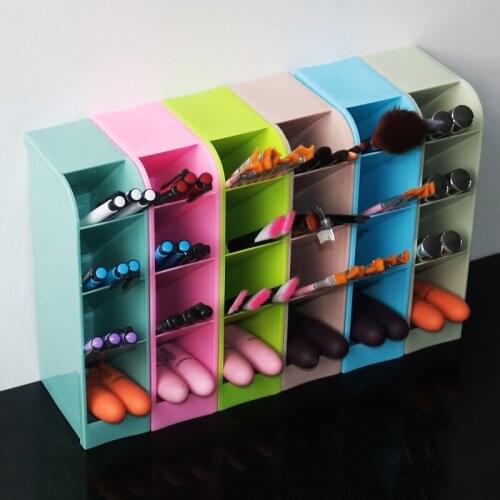 Plastic Pen Pencil Holder Makeup Brush Storage Rack Multifunctional Lipstick Holder Office Desk Organizer Kitchen Storage Shelf
