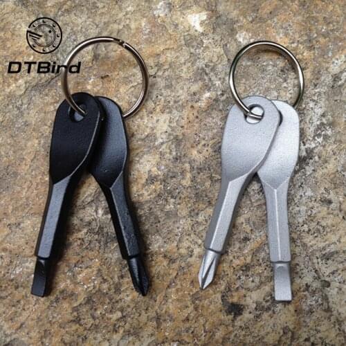 Portable one-word cross combination tool screwdriver key ring outdoor portable multi-functional emergency tool key ring