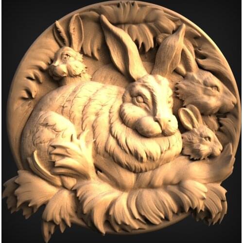 STL Relief model animal decor round plate 3D STL Model for CNC Router Carving Machine Artcam aspire_Animal round decoration