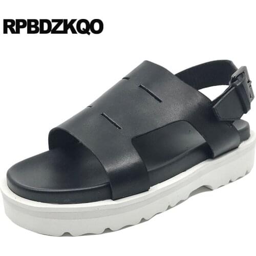 Strap Outdoor Italian Designer Shoes Men High Quality Breathable Black Genuine Leather Summer Platform Native Sandals Japanese