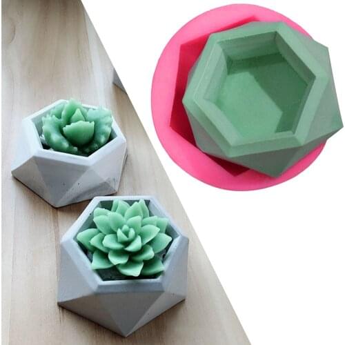 Diamond Shaped Surface Succulent Plant Flower Pot Silicone Gypsum Cement Fleshy Flower Bonsai DIY Ashtray Candle Holder Mould