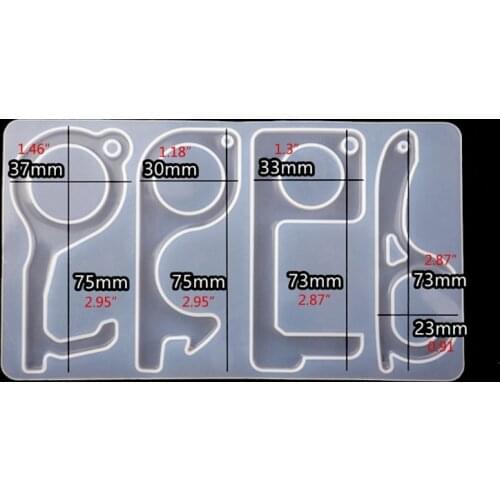 Zero Touch Keychain Resin Casting Mold Open Door Helper Contactless Keyring Mold