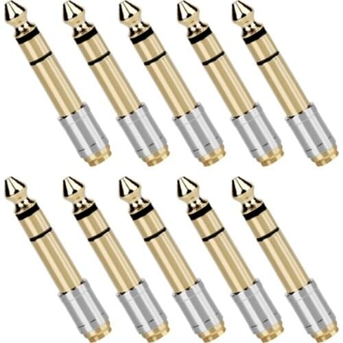 6.35 to 3.5 Jack Headphone Audio Adapter Microphone Connector 6.35mm 1/4Inch Male to 3.5mm 1/8Inch Stereo Plug,10 Pack