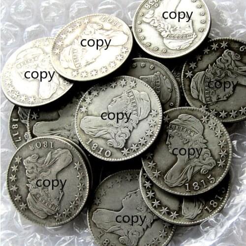 US 1807-1839 17PCS Capped Bust Half Dollar Silver Plated Copy Coins