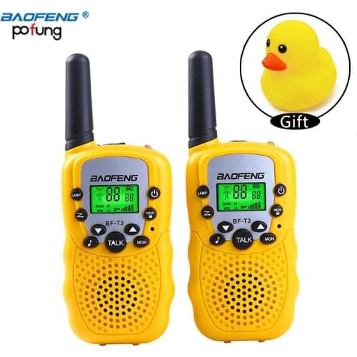 2pcs Mini Walkie Talkie Kids Radio Baofeng T-3 0.5W UHF 462.550- 467.7125MHz Portable HF Transceiver Radio with yellow duck gift