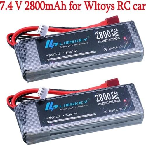 2pcs Upgraded 2s 7.4 V 2800mAh for Wltoys 144001 car Lipo battery for Wltoys 124019 124018 RC Off-road Crawler car Lipo battery