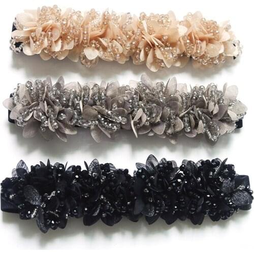 2019 New fashion color Crystal elastic belt Womens Brand Elastic Waistband Female wide Belts For Women Dress accessories SW324