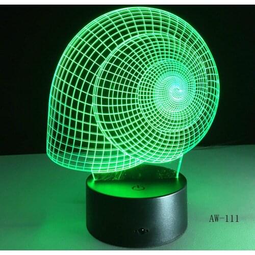 Snail Shell 3D lamp Visual Night Light LED Illusion Bedroom lamp USB table Lam Color Changing Light As Home Decoration Dr AW-111