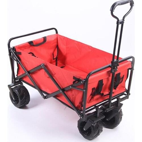 4 Wheel Heavy Duty Folding Bag Garden Trolley Cart Wagon Hand Pull Wheelbarrow Camp Gardening Cart Luggage Cart for Outdoor