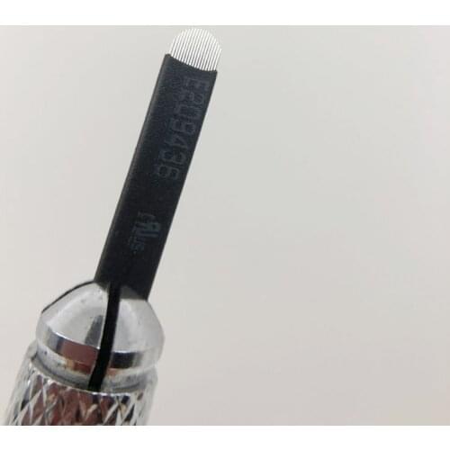 500 pcs 0.18mm Black Microblading Needles Permanent Makeup Tebori Eyebrow Blades Tattoo Needles For Microblading Embroidery Pen