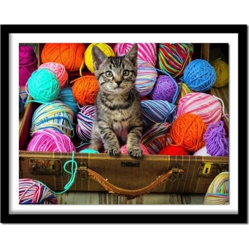 Diamond Painting Cat Pattern 5D Diy Daimond Painting Round Full Drill Animals Diamond Embroidery